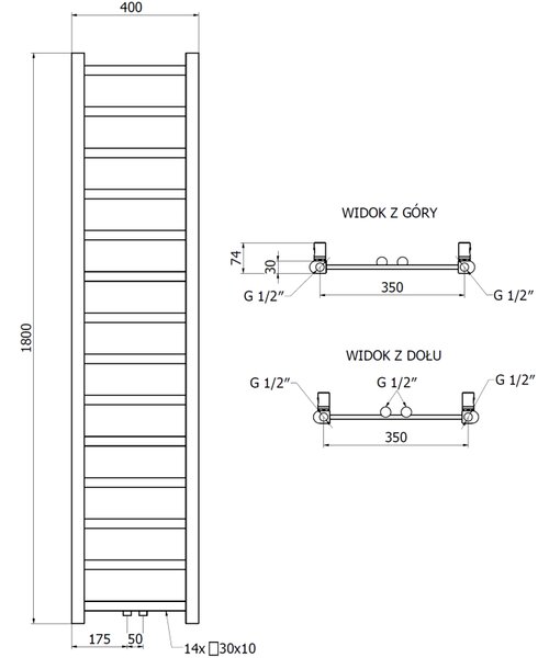 Mexen Bolt радиатор за баня 1800 x 400 мм, 406 W, бял - W126-1800-400-00-20