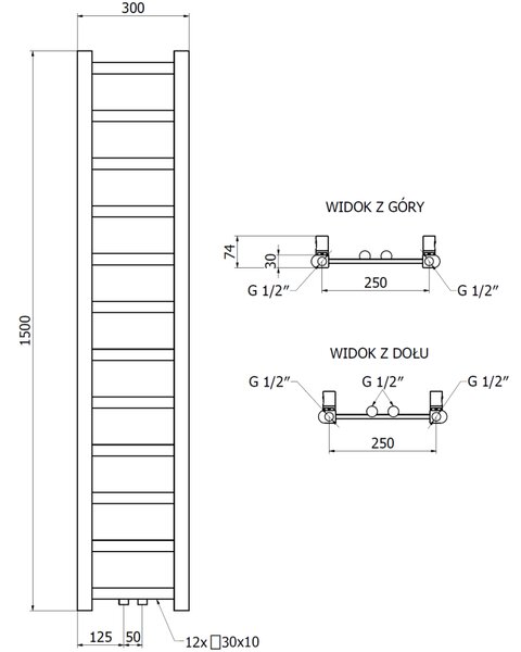 Mexen Bolt радиатор за баня 1500 x 300 мм, 295 W, бял - W126-1500-300-00-20