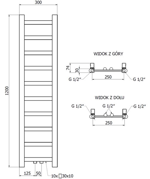 Mexen Bolt радиатор за баня 1200 x 300 мм, 240 W, бял - W126-1200-300-00-20