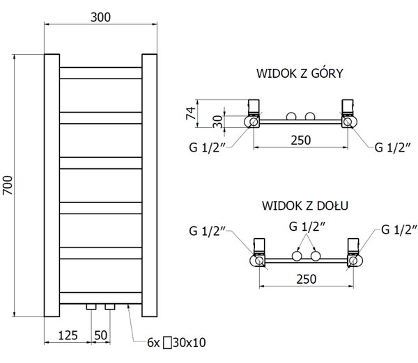 Mexen Bolt баня нагревател 700 x 300 мм, 141 W, бял - W126-0700-300-00-20