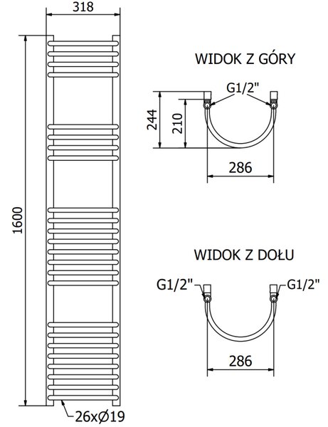 Mexen Eros радиатор за баня 1600 x 318 mm, 551 W, бял - W112-1600-318-00-20