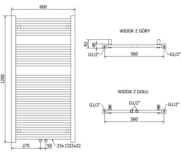 Mexen Pluton радиатор за баня 1200 x 600 mm, 726 W, черен - W106-1200-600-00-70