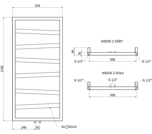 Mexen Zoom декоративен лира за баня 1100 x 530 mm, 376 W, черен - W130-1100-530-00-70