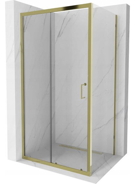 Mexen Apia плъзгаща се душ кабина 125 x 90 см, прозрачна, златиста - 840-125-090-50-00