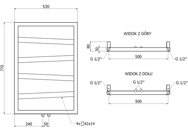 Mexen Zoom декоративен радиатор за баня 770 x 530 mm, 275 W, черен - W130-0770-530-00-70