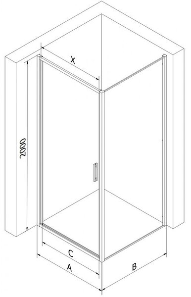 Mexen Exo кабина за душ с отваряща се врата 100 x 90 см, прозрачна, черна - 817-100-090-70-00