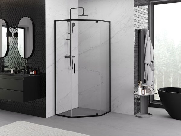 Mexen Exo петстенна сглобяема душ кабина 80 x 80 см, прозрачна, черна - 812-080-080-70-00