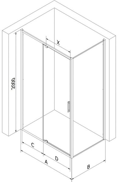 Mexen Exo душ кабина, отваряема, 90 x 90 см, прозрачна, черна - 819-090-090-70-00
