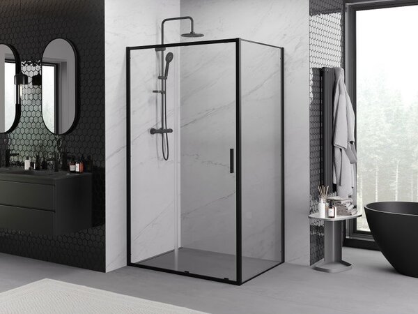 Mexen Exo плъзгаща се душ кабина 90 x 75 см, прозрачна, черна - 8151-090-075-70-00