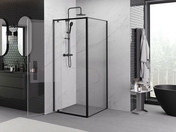 Mexen Exo кабина за душ с вратички 80 x 80 см, прозрачна, черна - 8181-080-080-70-00