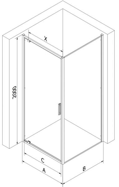 Mexen Exo кабина за душ с вратички 80 x 80 см, прозрачна, черна - 8181-080-080-70-00