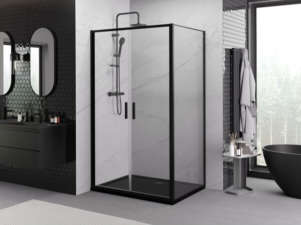 Mexen Exo душ кабина с врата 100 x 80 см, прозрачна, черна - 814-100-080-70-00