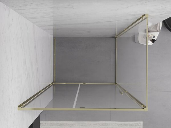 Mexen Exo отваряема душ кабина 150 x 100 см, прозрачна, златна - 819-150-100-50-00