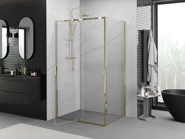Mexen Exo отваряема душ кабина 150 x 100 см, прозрачна, златна - 819-150-100-50-00