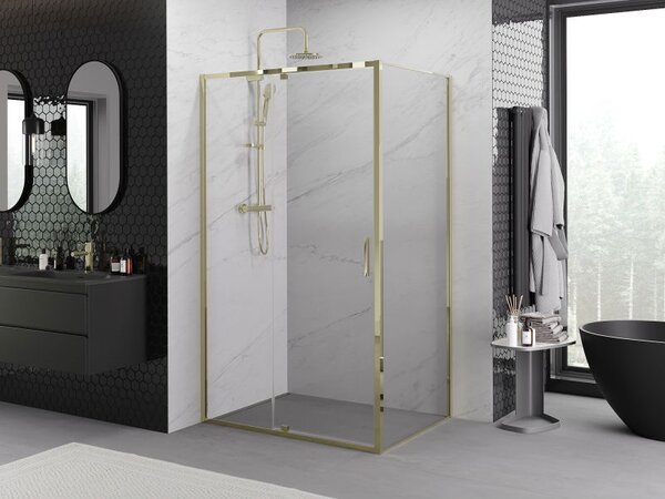 Mexen Exo отваряема душ кабина 150 x 100 см, прозрачна, златна - 819-150-100-50-00