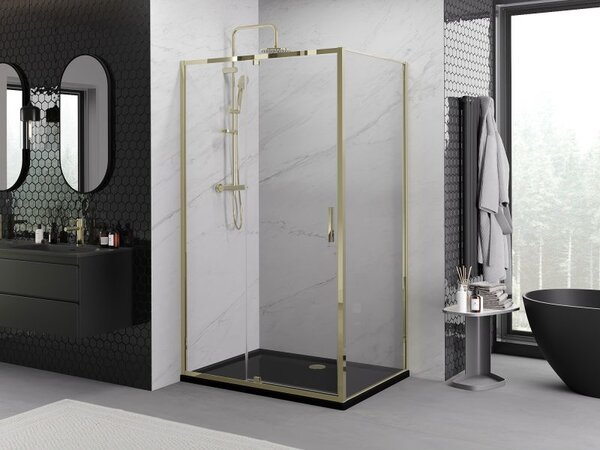 Mexen Exo отваряема душ кабина 150 x 100 см, прозрачна, златна - 819-150-100-50-00