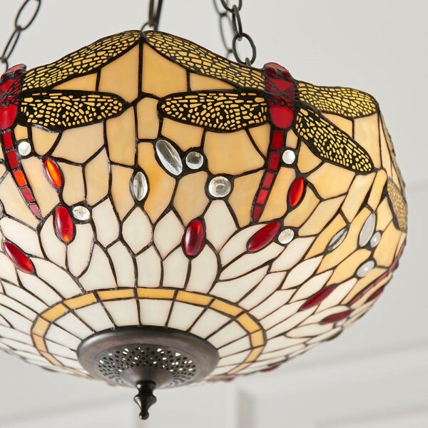 Endon 70759 - Полилей на верига Tiffany DRAGONFLY 3xE27/60W/230V Ø 41 см