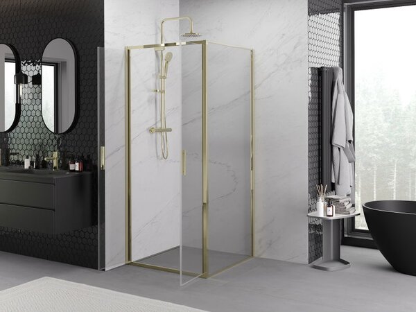 Mexen Exo душ кабина отваряема 90 x 90 см, прозрачна, златиста - 814-090-090-50-00