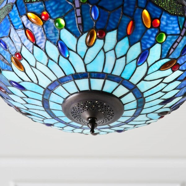 Endon 64075 - Полилей на верига Tiffany DRAGONFLY 3xE27/60W/230V Ø 41 cm