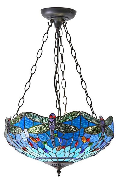 Endon 64075 - Полилей на верига Tiffany DRAGONFLY 3xE27/60W/230V Ø 41 cm