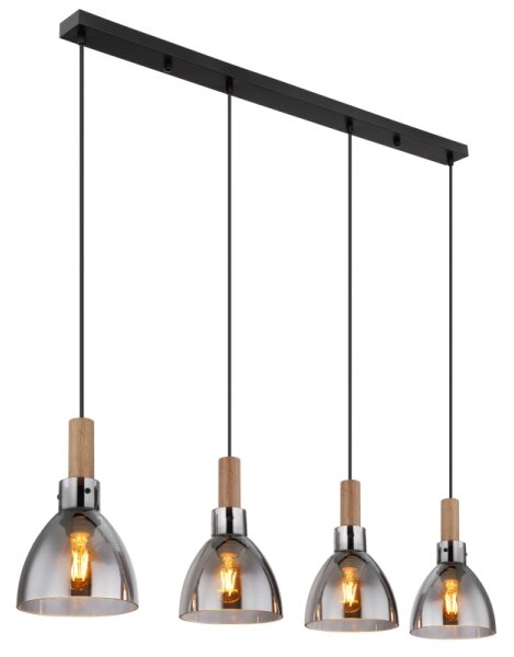 Globo 15550-4H - Полилей на кабел MATTEA 4xE27/6W/230V черен/димчат