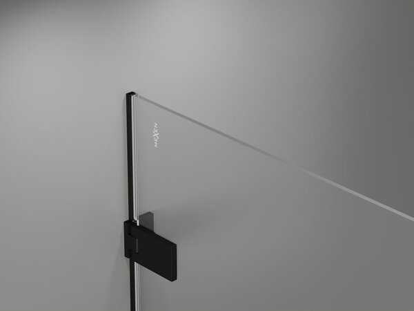 Mexen Lunar-F L Прав сгъваем душ кабина 90 x 90 см, прозрачна, черна - 836L-090-090-70-00-P