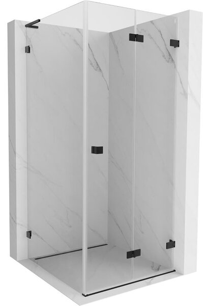 Mexen Lunar-F L Прав сгъваем душ кабина 90 x 90 см, прозрачна, черна - 836L-090-090-70-00-P