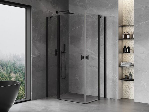 Mexen Mist Duo кабина за душ с отваряеми врати 90 x 70 см, прозрачна, черна - 8A4-090-070-70-00