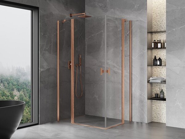 Mexen Mist Duo душ кабина с двупосочно отваряща се врата 110 x 80 см, прозрачна, четкана мед - 8A4-110-080-65-00