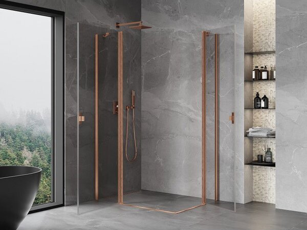 Mexen Mist Duo душ кабина с двупосочно отваряща се врата 110 x 80 см, прозрачна, четкана мед - 8A4-110-080-65-00