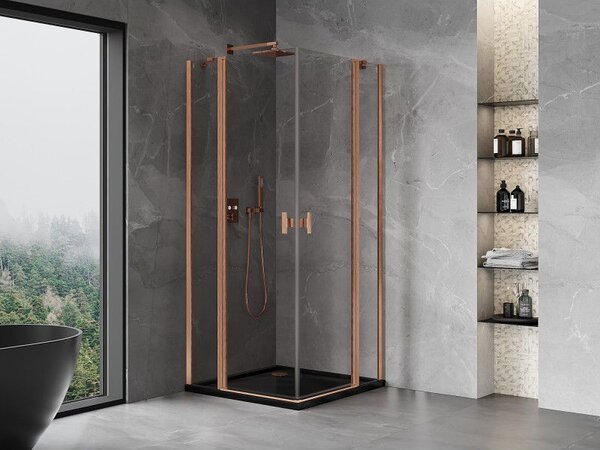 Mexen Mist Duo душ кабина с отваряеми врати 70 x 70 см, прозрачна, матирана мед - 8A4-070-070-65-00