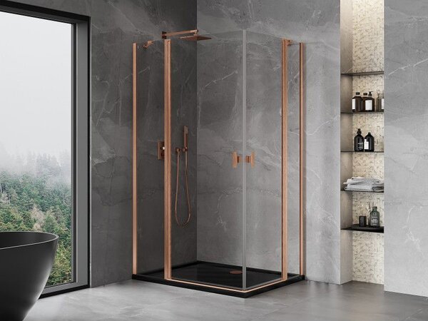 Mexen Mist Duo душ кабина с двупосочно отваряща се врата 110 x 80 см, прозрачна, четкана мед - 8A4-110-080-65-00