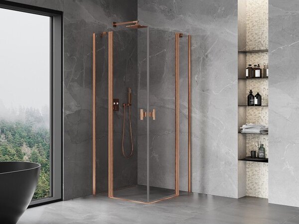 Mexen Mist Duo душ кабина с отваряеми врати 70 x 70 см, прозрачна, матирана мед - 8A4-070-070-65-00