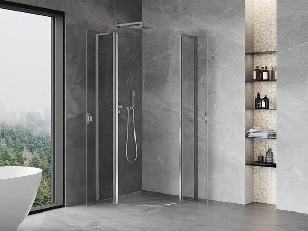 Mexen Mist L полукръгла душ кабина отваряема 90 x 90 см, прозрачна, хром - 8A32L-090-090-01-00