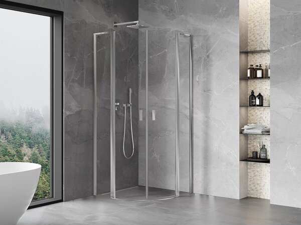 Mexen Mist L полукръгла душ кабина отваряема 90 x 90 см, прозрачна, хром - 8A32L-090-090-01-00