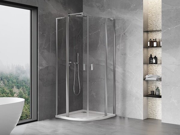 Mexen Mist L полукръгла душ кабина отваряема 90 x 90 см, прозрачна, хром - 8A32L-090-090-01-00
