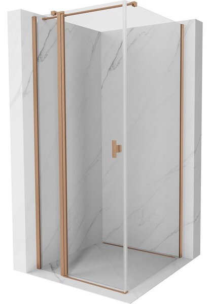 Mexen Mist T сгъваема душ кабина 90 x 90 см, прозрачна, с четкано медно покритие - 8A4T-090-090-65-00