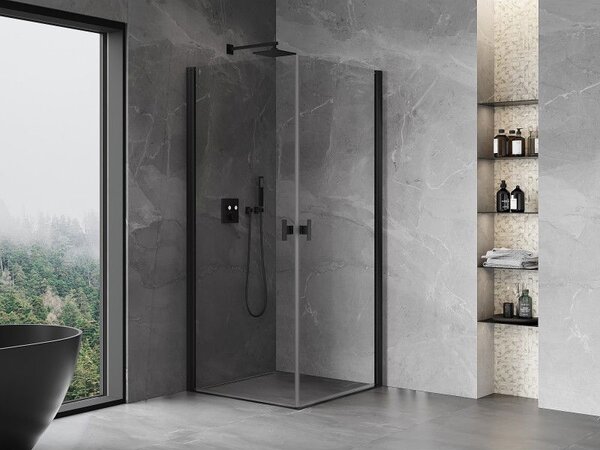 Mexen Mist-B Duo душ кабина с врати 90 x 90 см, прозрачна, черна - 8A2-090-090-70-00