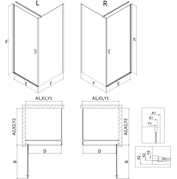 Mexen Mist-B кабина за душ с врата вдясно 70 x 100 см, черна рамка, черна - 8A2T-070-100-70-70-P