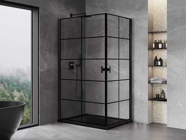 Mexen Mist-B Duo душ кабина с врати 70 x 90 см, черна решетка, черна - 8A2-070L-090P-70-77