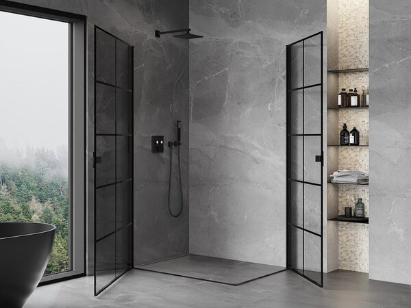 Mexen Mist-B Duo душ кабина с врати 70 x 90 см, черна решетка, черна - 8A2-070L-090P-70-77