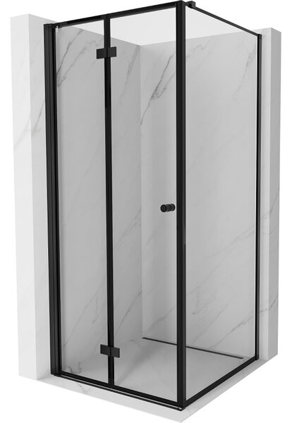 Mexen Mist-F сгъваема душ кабина лява 90 x 90 см, черна рамка, черна - 8A6T-090-090-70-70-L