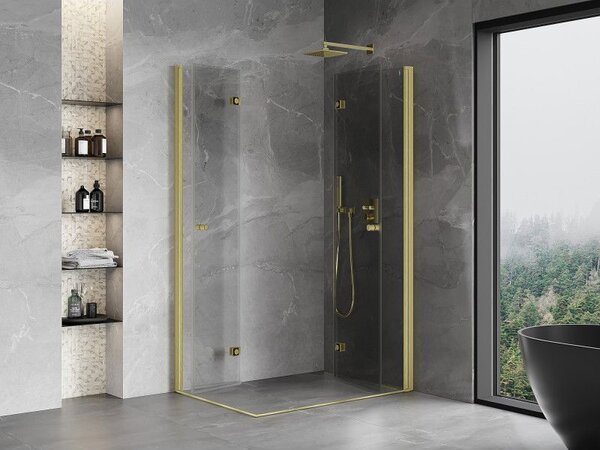 Mexen Mist-F Duo сгъваем душ кабина дясна 70 x 90 см, прозрачен, златен мат - 8A6-070L-090P-55-00