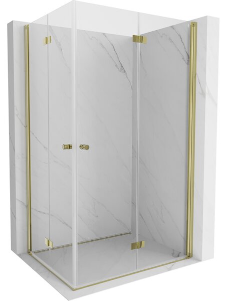 Mexen Mist-F Duo сгъваем душ кабина дясна 70 x 90 см, прозрачен, златен мат - 8A6-070L-090P-55-00