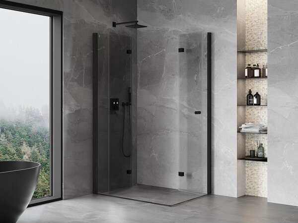 Mexen Mist-F Duo сгъваема душ кабина лява 105 x 75 см, прозрачна, черна - 8A6-105L-075P-70-00