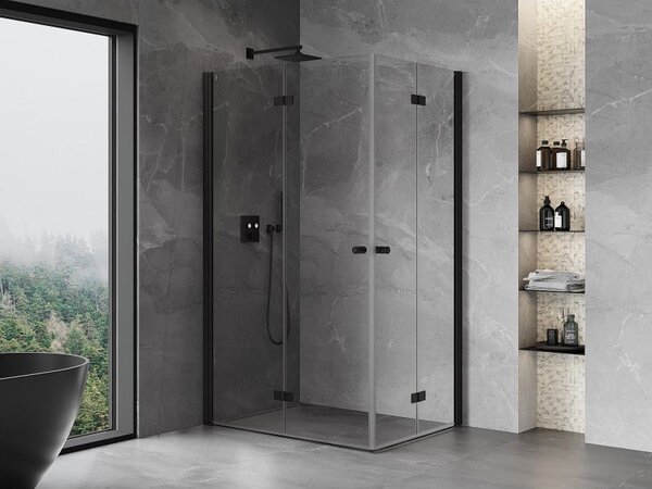 Mexen Mist-F Duo сгъваема душ кабина лява 105 x 75 см, прозрачна, черна - 8A6-105L-075P-70-00