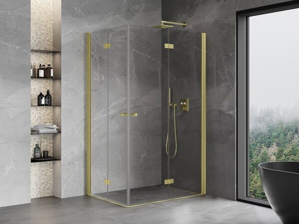 Mexen Mist-F Duo сгъваем душ кабина дясна 70 x 90 см, прозрачен, златен мат - 8A6-070L-090P-55-00