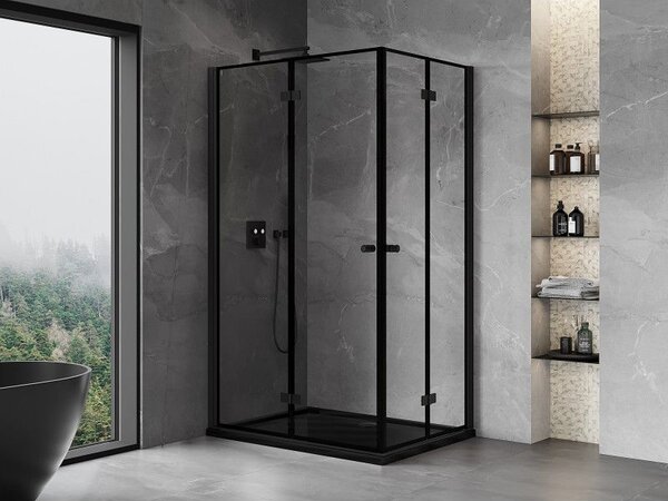 Mexen Mist-F Duo сгъваема душ кабина лява 110 x 90 см, черна рамка, черна - 8A6-110L-090P-70-70