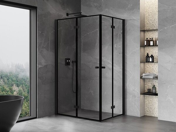 Mexen Mist-F Duo сгъваема душ кабина лява 110 x 90 см, черна рамка, черна - 8A6-110L-090P-70-70