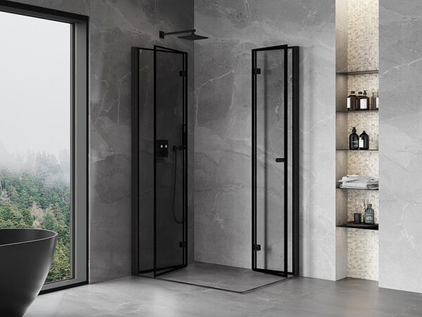 Mexen Mist-F Duo сгъваема душ кабина лява 110 x 90 см, черна рамка, черна - 8A6-110L-090P-70-70